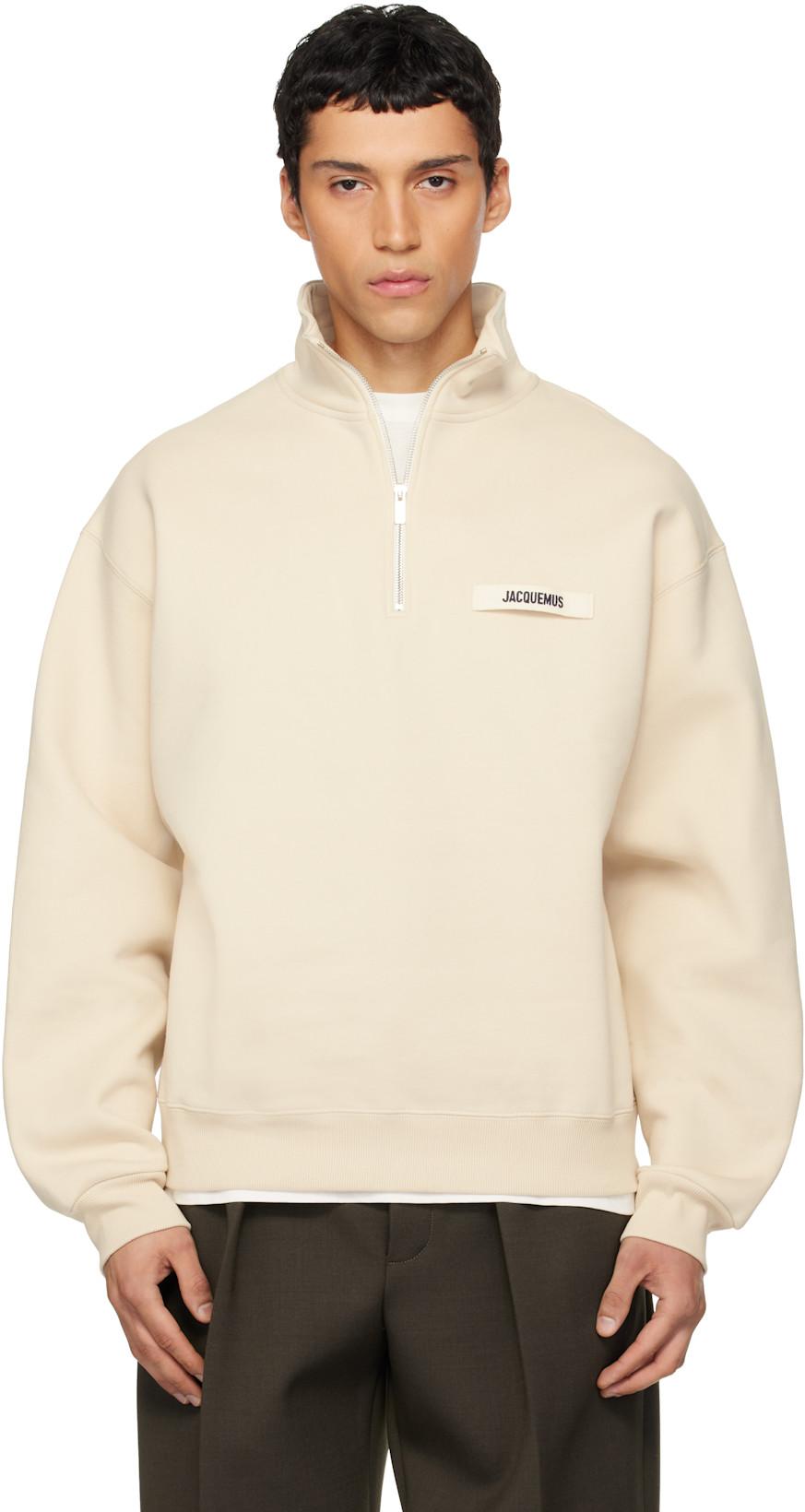 Beige 'The Gros Grain zipped-rollneck' Sweatshirt by JACQUEMUS