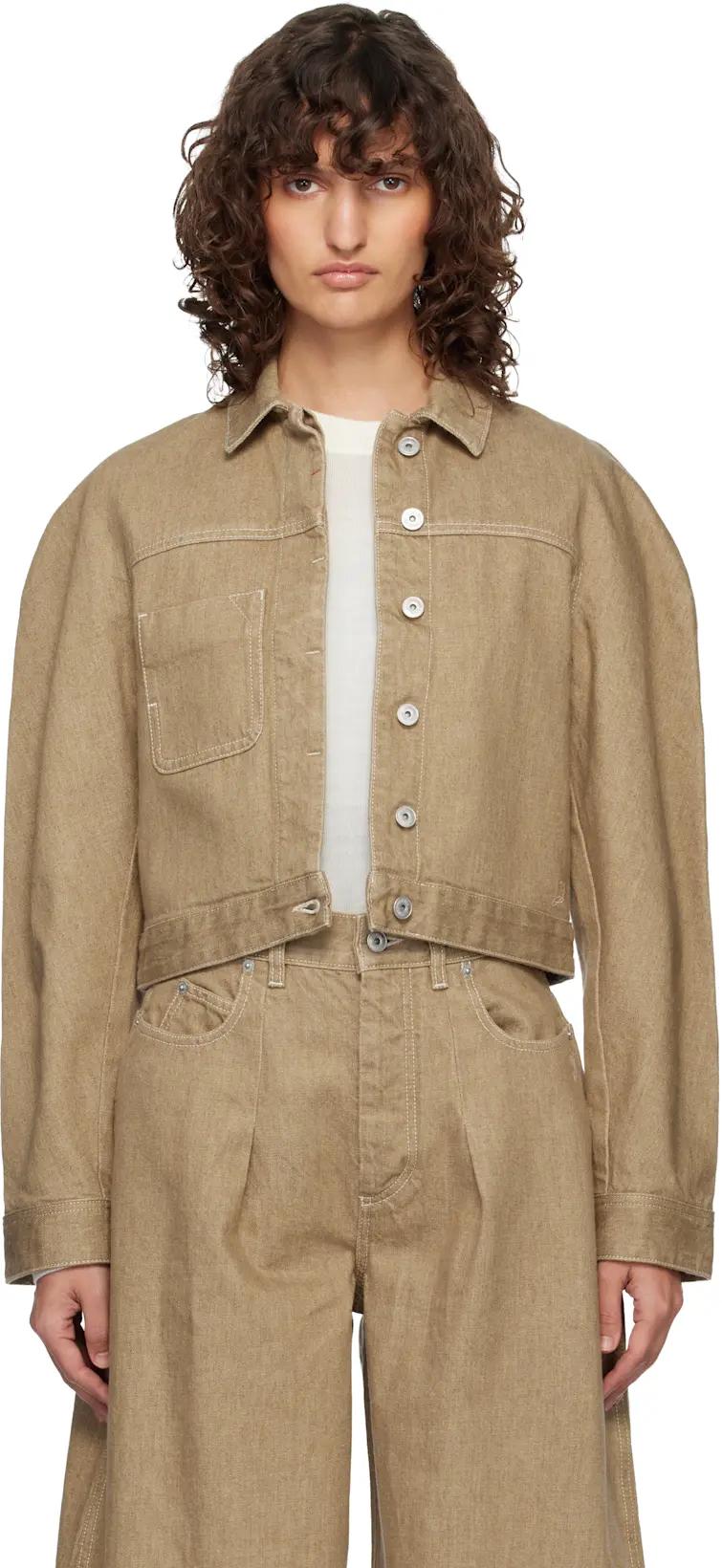 Beige 'The Ovalo cargo' Denim Jacket by JACQUEMUS