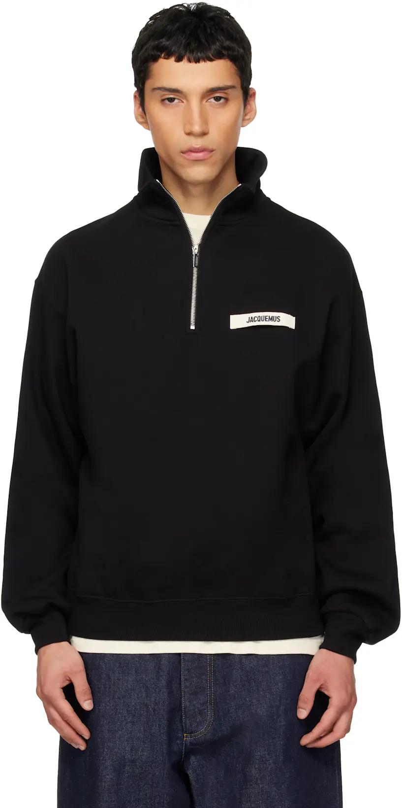 Black La Croisière 'The Gros Grain zipped-rollneck' Sweatshirt by JACQUEMUS