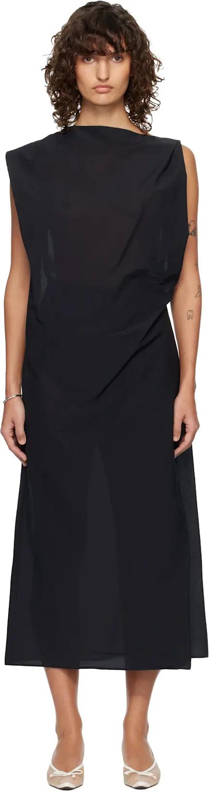 Black 'The Drap' Midi Dress by JACQUEMUS