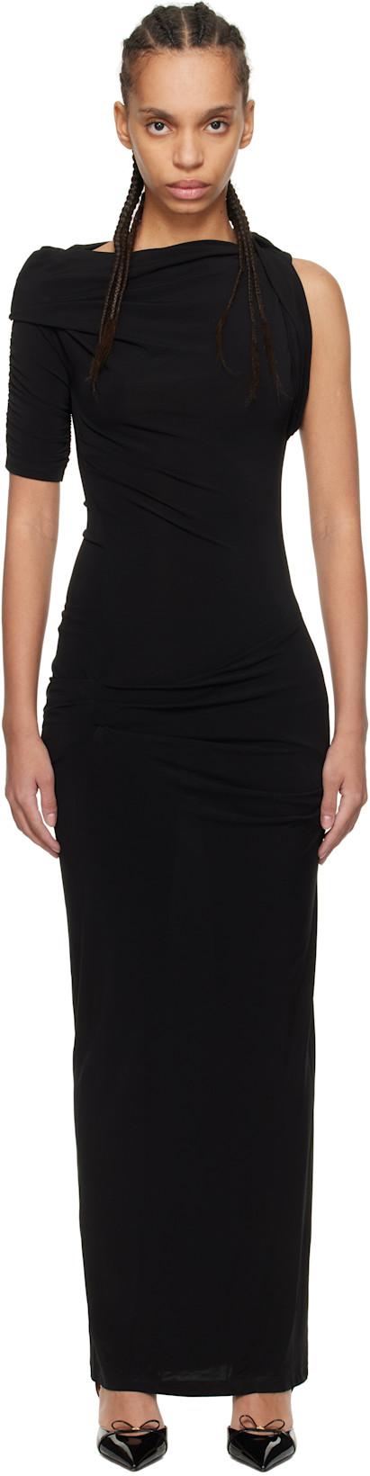 Black 'The Drapeado' Midi Dress by JACQUEMUS