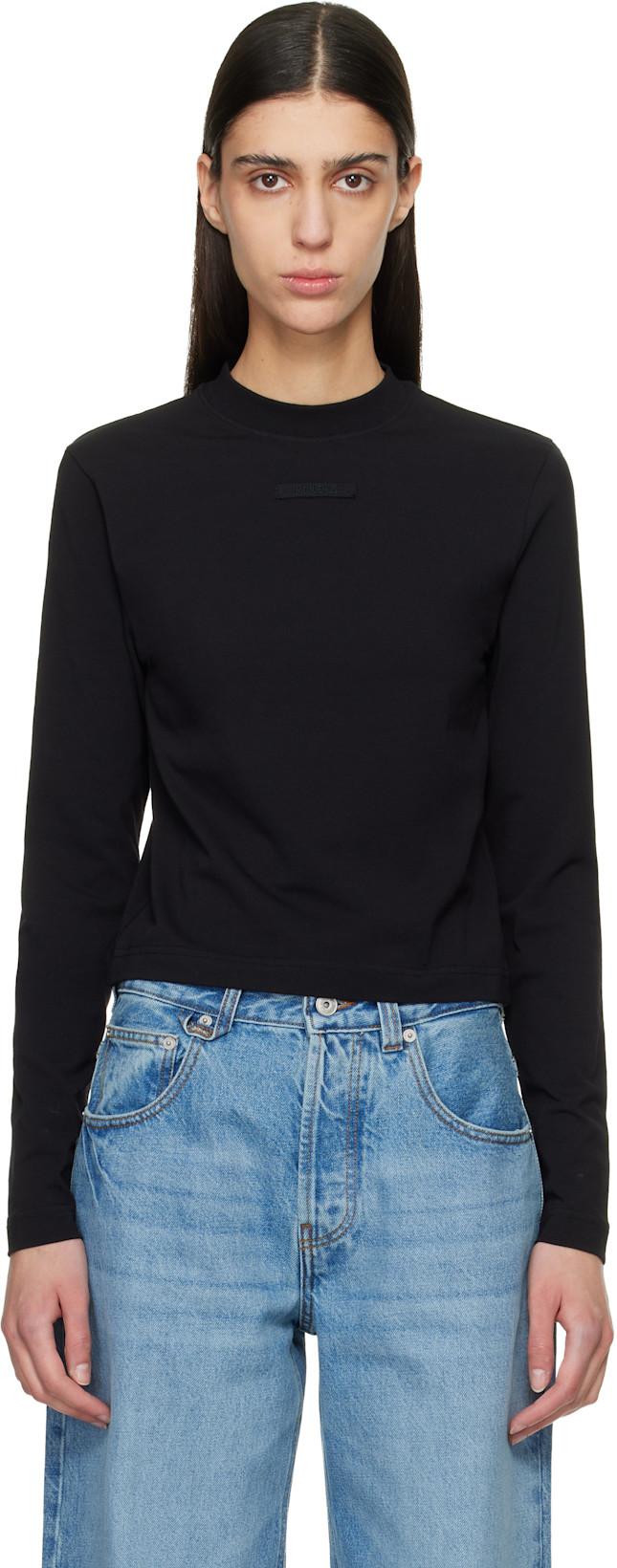 Black 'The Gros Grain long-sleeve' T-shirt by JACQUEMUS