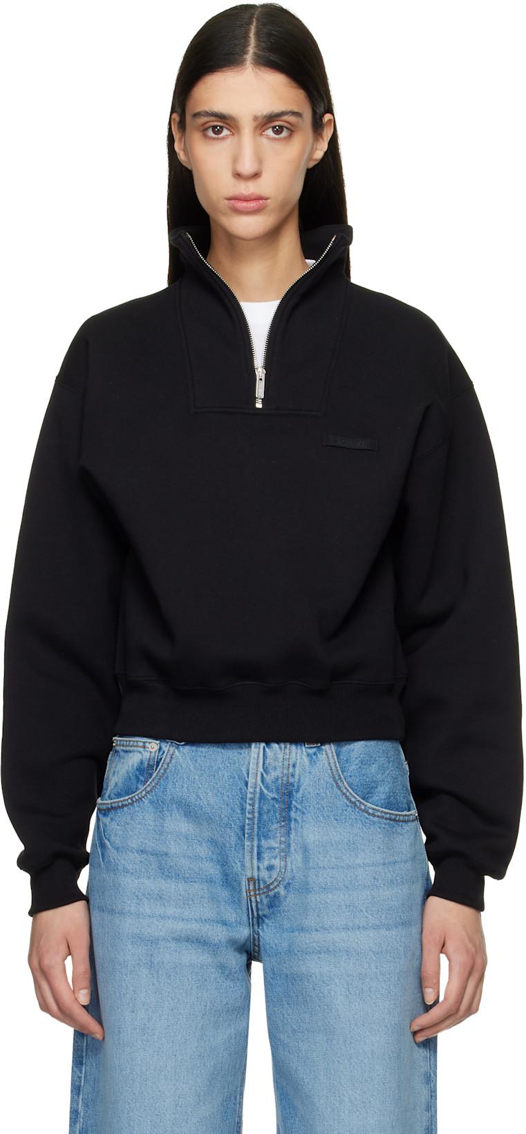 Black 'The Gros Grain zipped-rollneck' Sweatshirt by JACQUEMUS