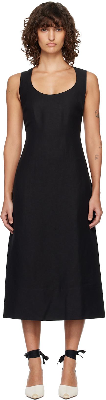 Black 'The Tablier' Midi Dress by JACQUEMUS
