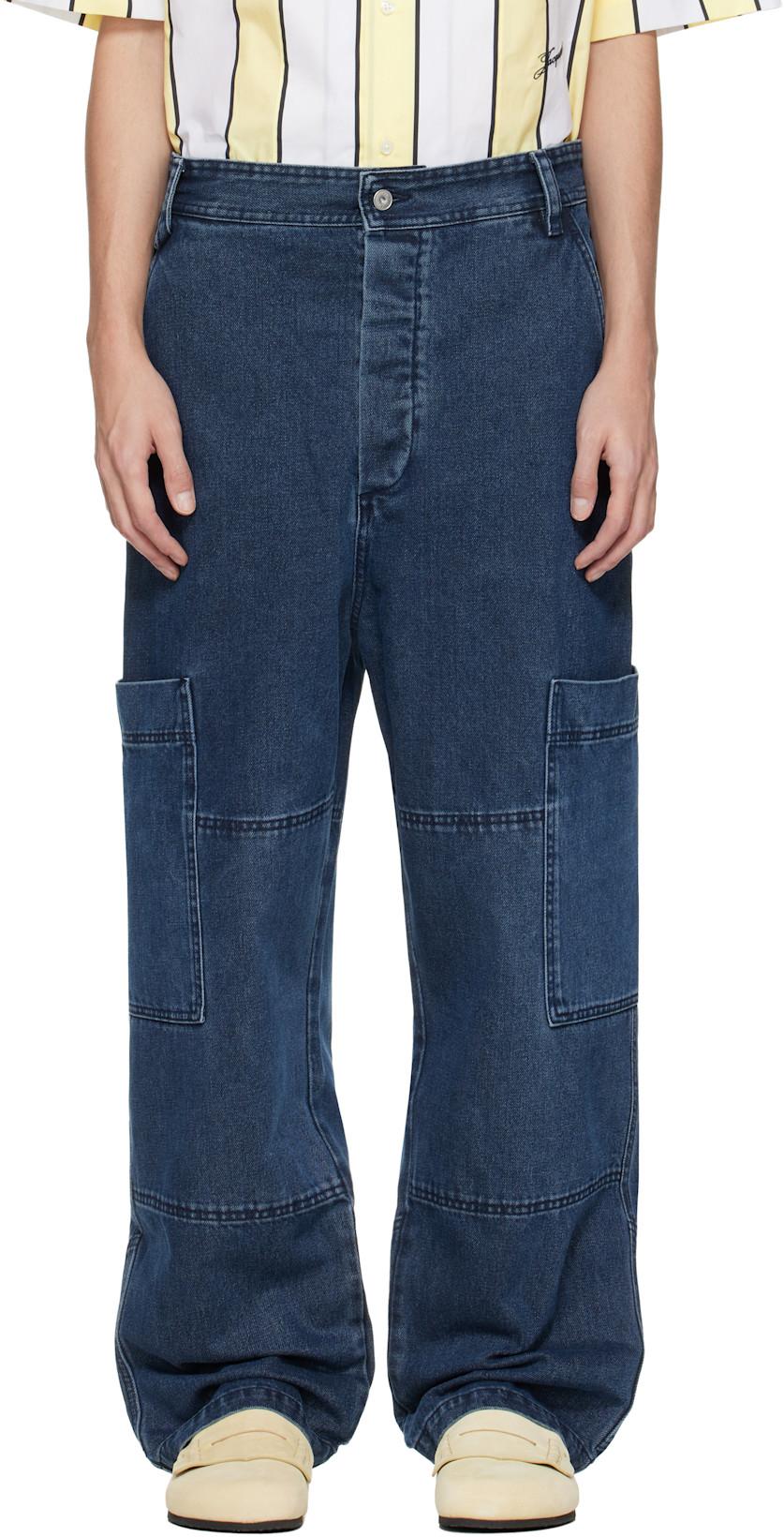 Blue 'The Carré de-Nîmes' Denim Cargo Pants by JACQUEMUS