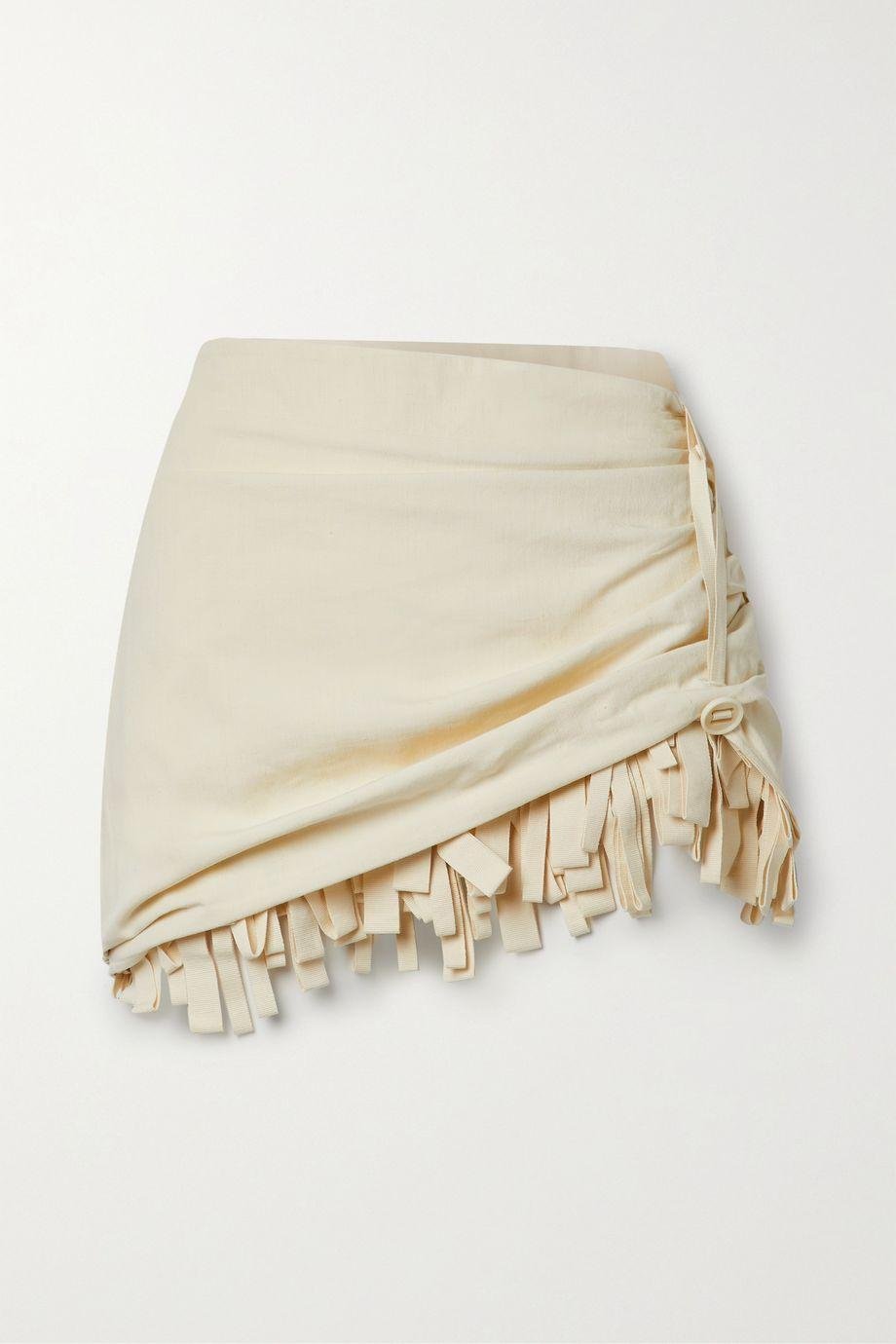 Fringed ruched canvas mini skirt by JACQUEMUS
