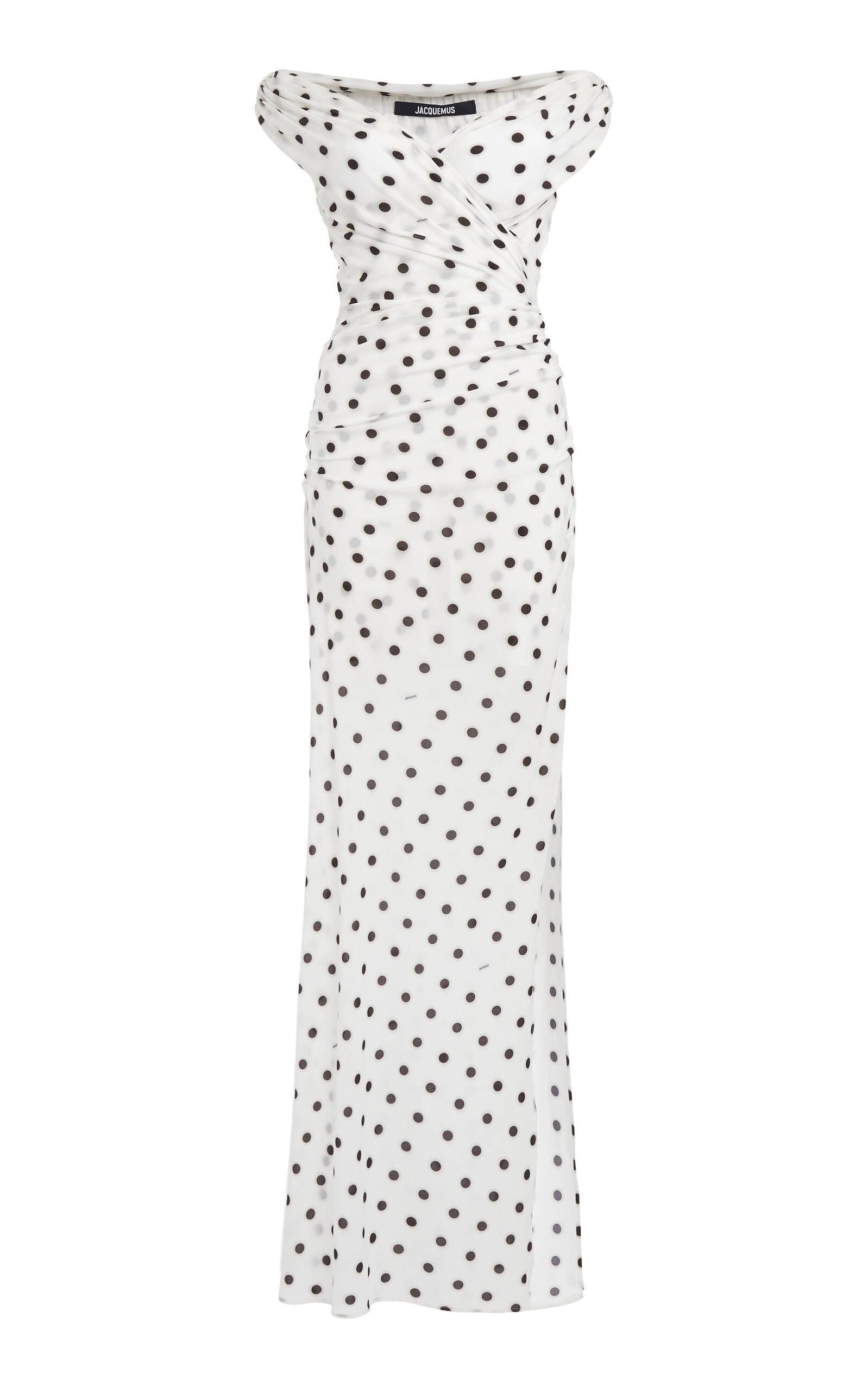 Jacquemus - Rita Off-The-Shoulder Polka-Dot Maxi Dress - Black/white - - Moda Operandi by JACQUEMUS Jacquemus - Rita Off-The-Shoulder Polka-Dot Maxi Dress - Black/white - - Moda Operandi by JACQUEMUS