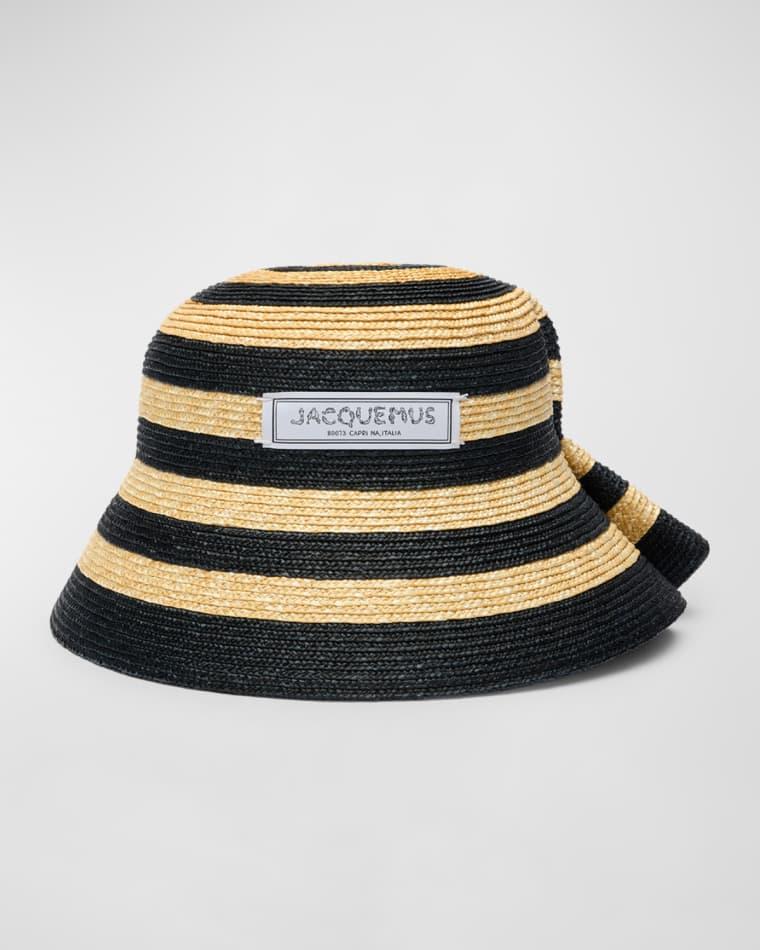 La Chapeau Vela Striped Raffia Bucket Hat by JACQUEMUS