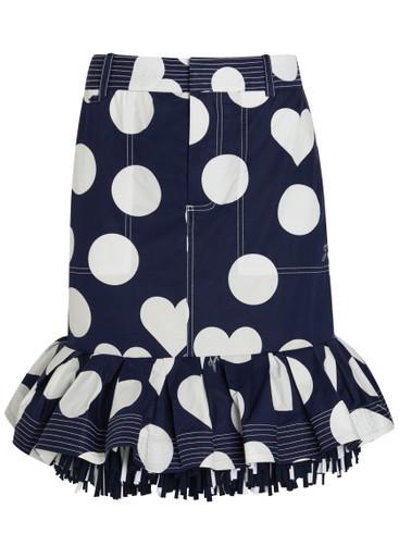 La Jupe Cabana polka dot fringed cotton knee-length skirt by JACQUEMUS
