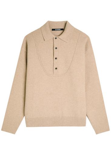 La Pallone melange wool and cashmere-blend polo jumper by JACQUEMUS