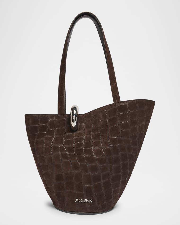 Le Bambola Moyen Croc-Embossed Suede Tote Bag by JACQUEMUS