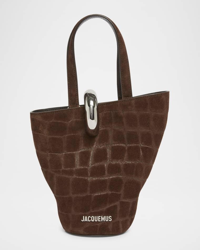 Le Petit Bambola Croc-Embossed Suede Shoulder Bag by JACQUEMUS