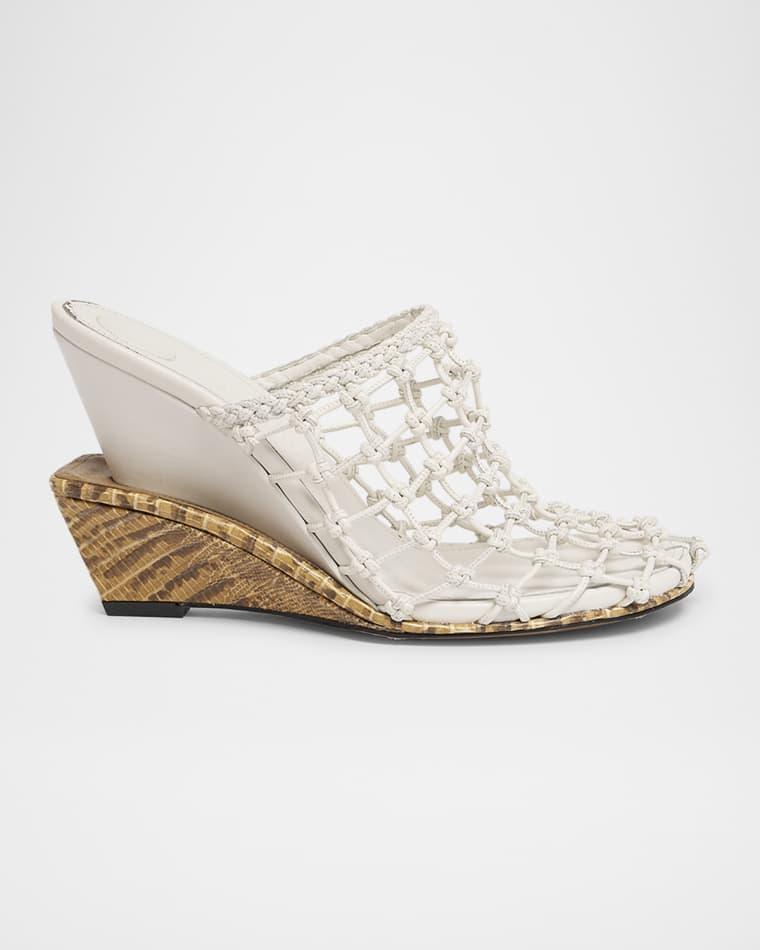 Les Doubles Snake-Print Tresses Wedge Mules by JACQUEMUS