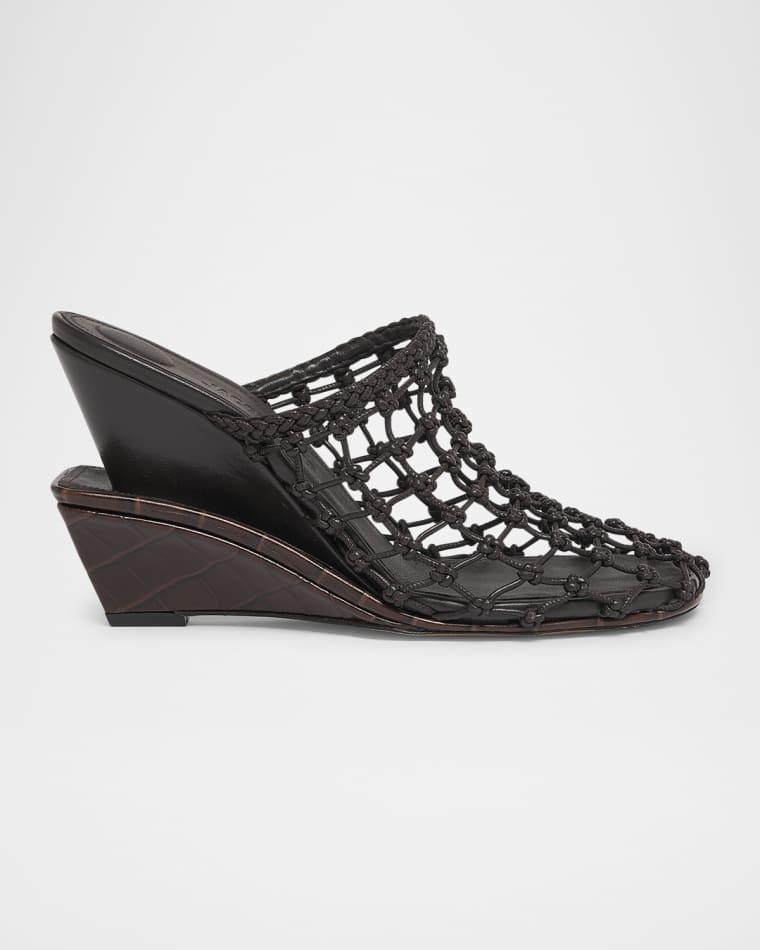 Les Doubles Tresses Croc-Embossed Wedge Mules by JACQUEMUS