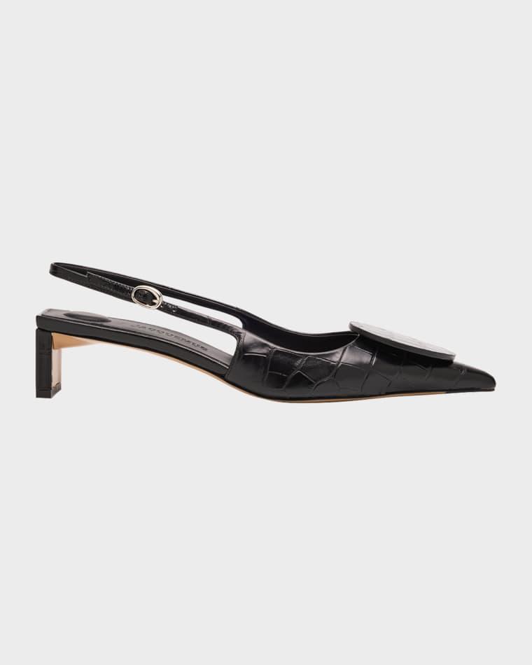 Les Slingbacks Croc-Embossed Leather Pumps by JACQUEMUS