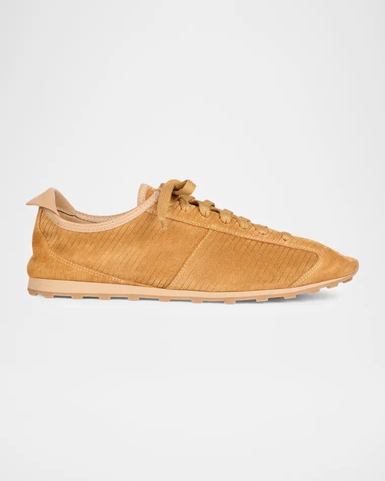 Men's Les Tennis Corduroy-Embossed Suede Sneakers by JACQUEMUS