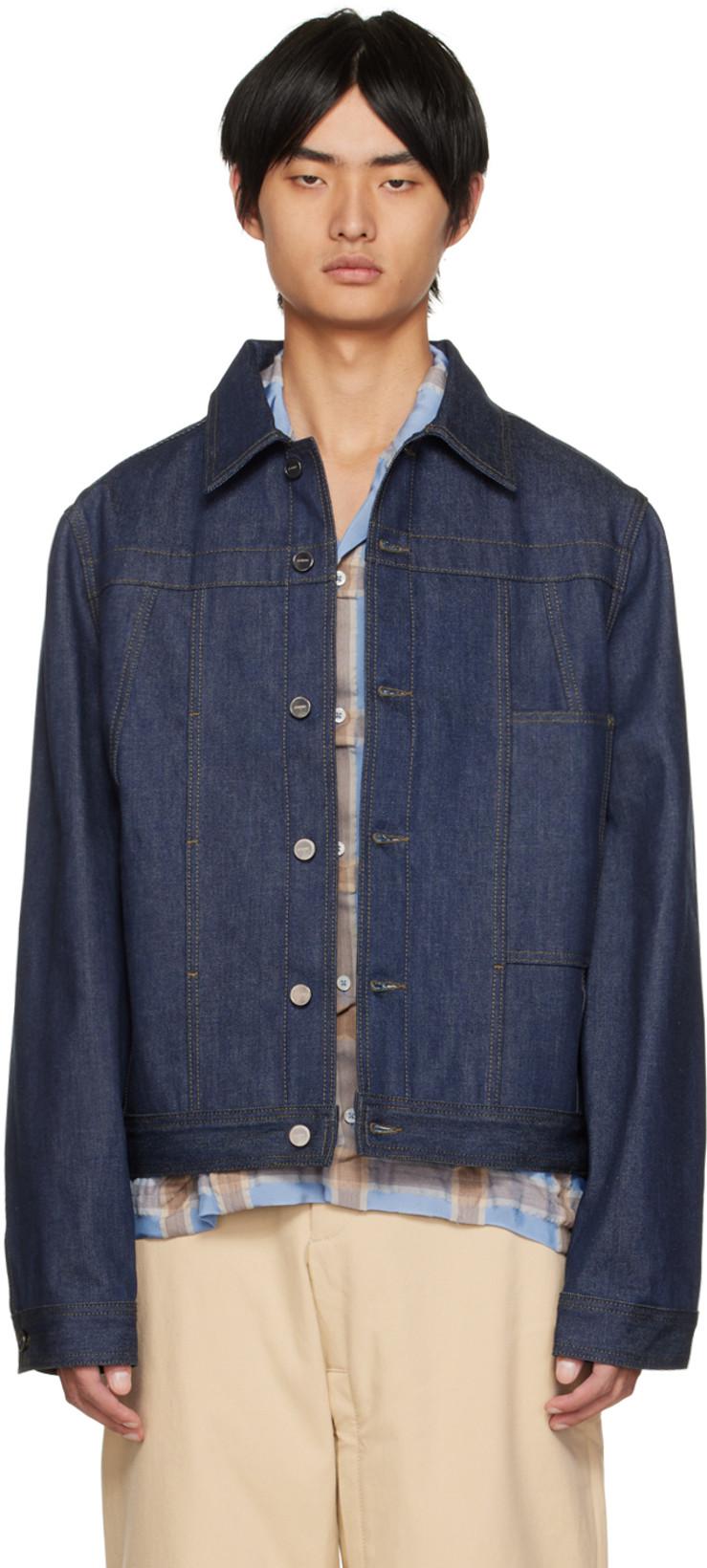 Navy Le Papier 'La Veste De Nimes' Denim Jacket by JACQUEMUS