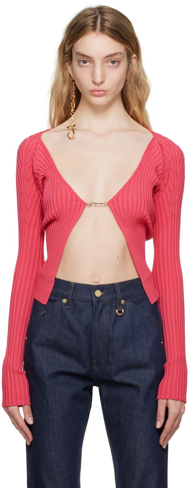 Pink Le Raphia 'La Maille Pralù' Cardigan by JACQUEMUS
