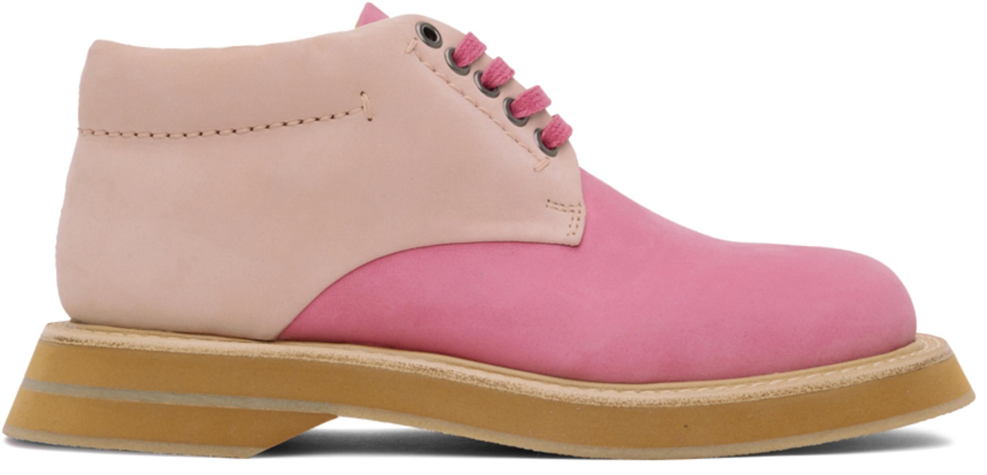 Pink 'Les Chaussures Bricolo' Lace-Up Work Boots by JACQUEMUS