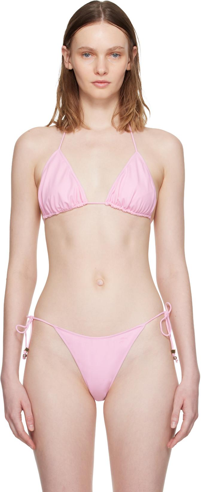 Pink 'The Triangle' Bikini Top by JACQUEMUS