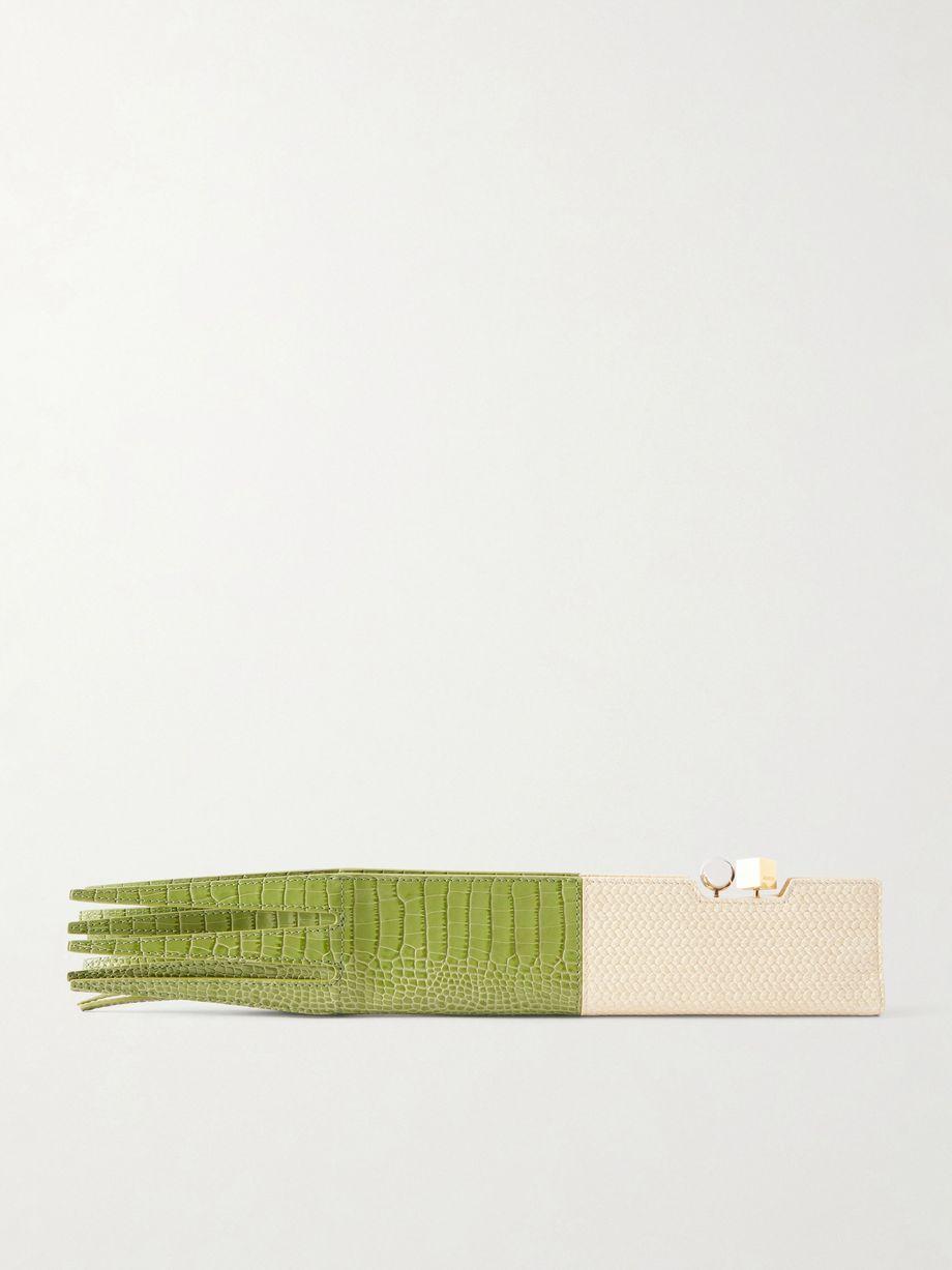 Poireau fringed textured-leather clutch by JACQUEMUS
