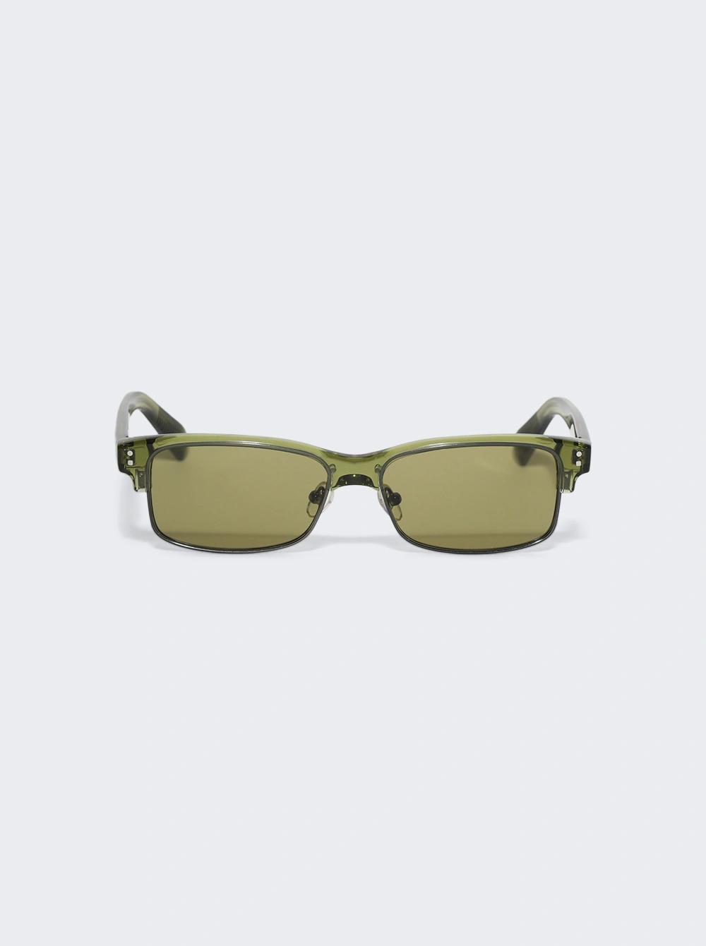 Rectangular Sunglasses Khaki And Metallic Green  | The Webster by JACQUEMUS