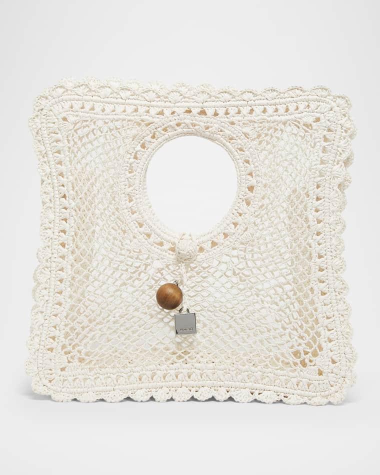 Spiaggia Crochet Raffia Square Top-Handle Bag by JACQUEMUS