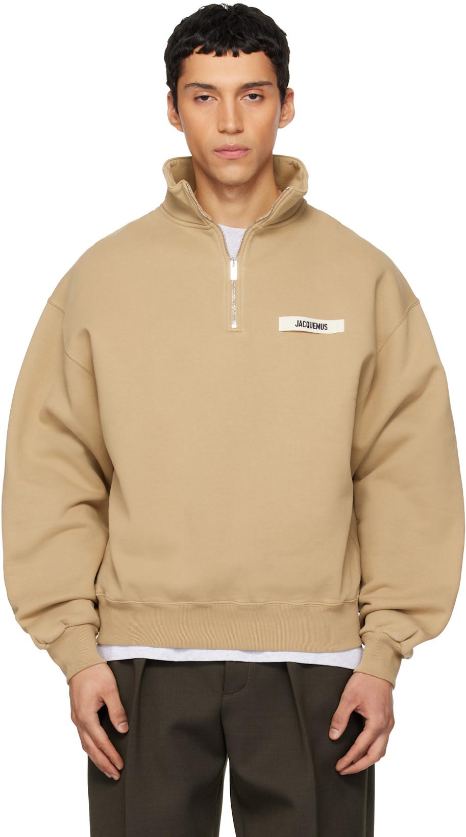 Tan 'The Gros Grain zipped-rollneck' Sweatshirt by JACQUEMUS