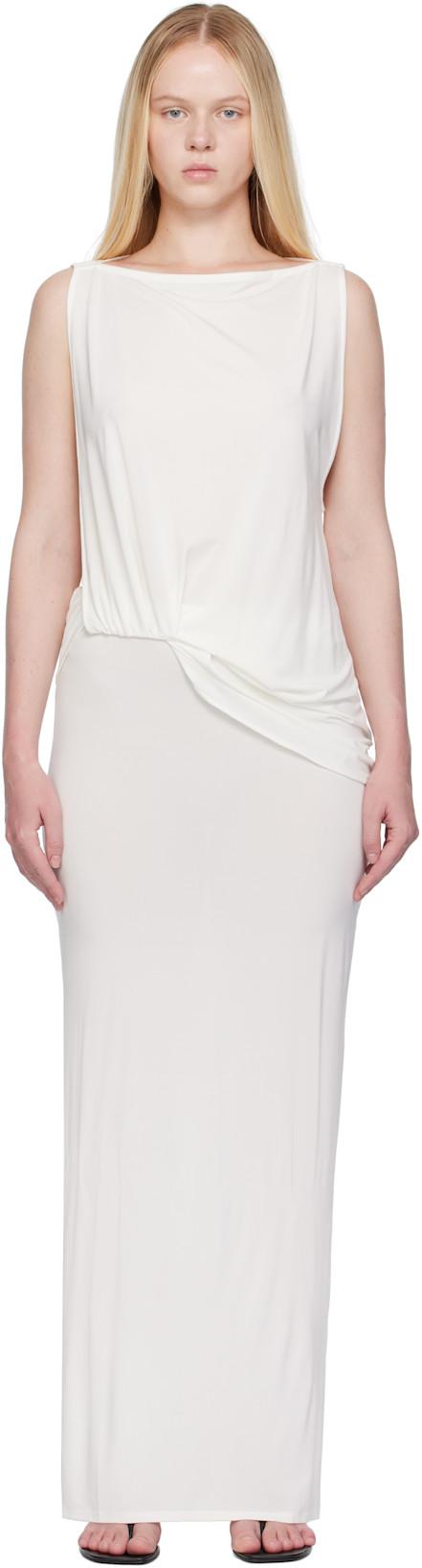 White La Croisière 'The Peplo' Maxi Dress by JACQUEMUS
