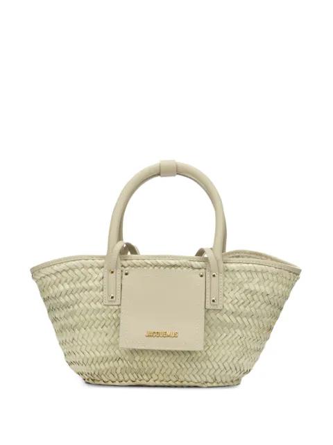 mini Soli woven-straw leather-trim tote bag by JACQUEMUS