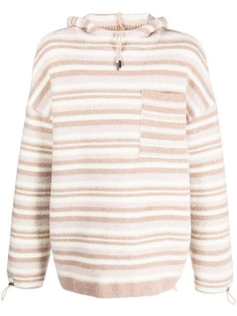 striped-pattern oversized knitted hoodie by JACQUEMUS