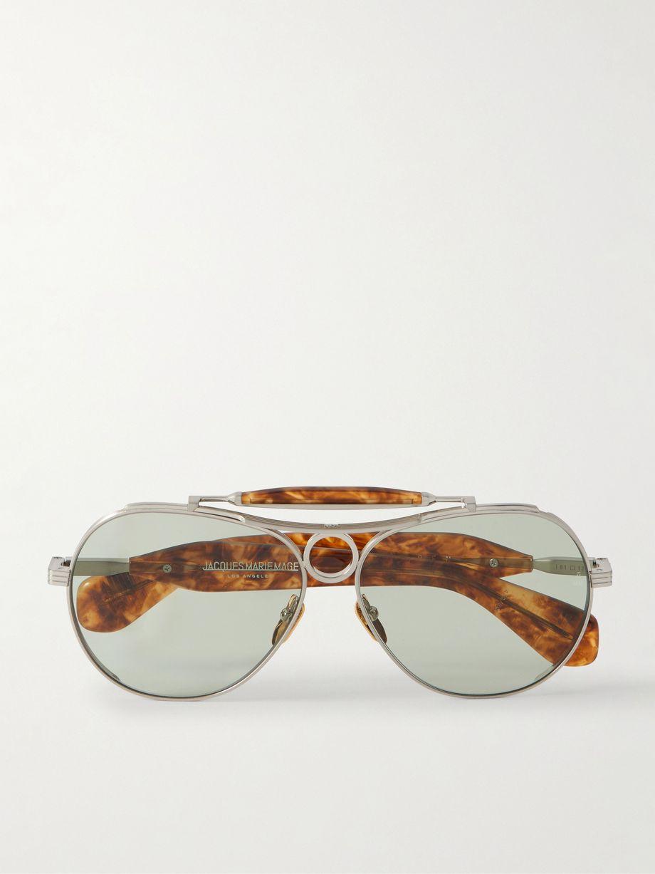 Aspen aviator-style silver-tone and acetate sunglasses by JACQUES MARIE MAGE