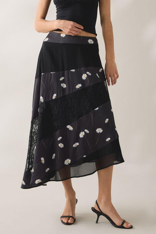 Jacquie The Label Gabriela Spliced Asymmetric High-Low Midi Skirt by JACQUIE THE LABEL