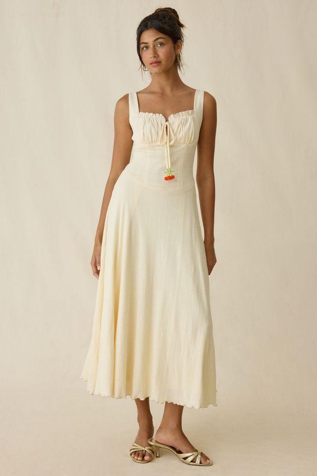 Jacquie The Label Yara Pointelle Milkmaid Midi Dress by JACQUIE THE LABEL