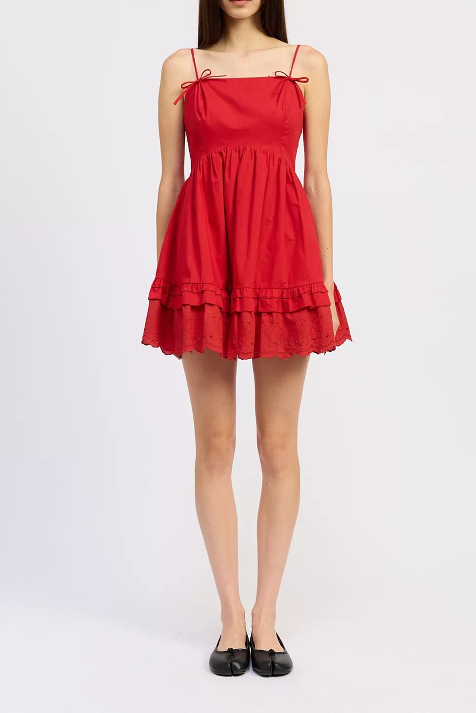 Jaquie The Label Ivaline Lace Trim Babydoll Mini Dress by JACQUIE THE LABEL