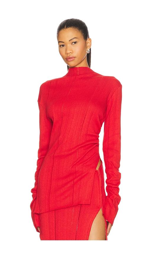 Jade Cropper Long Sleeve Top in Red by JADE CROPPER