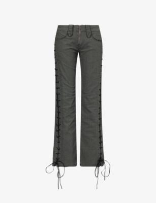 Charis Lace-Up Bootcut Stretch-Denim Jeans by JADED LONDON