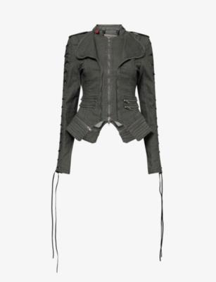 Charis Lace Up Stretch-Denim Jacket by JADED LONDON