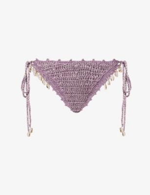Crystal-Embellished Crochet Bikini Bottoms by JADED LONDON