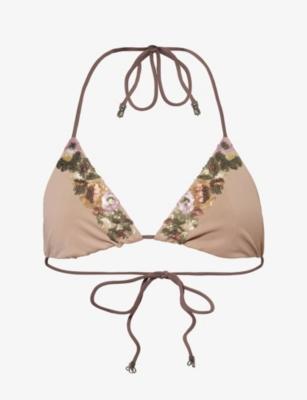 Dalya Sequin Triangle Bikini Top by JADED LONDON