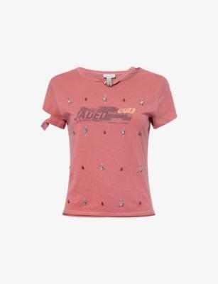 Distressed Jewel Cotton T-shirt by JADED LONDON