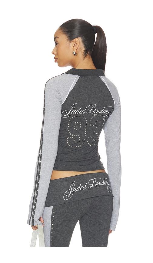 Jaded London Football Baby Tee Studded in Grey by JADED LONDON