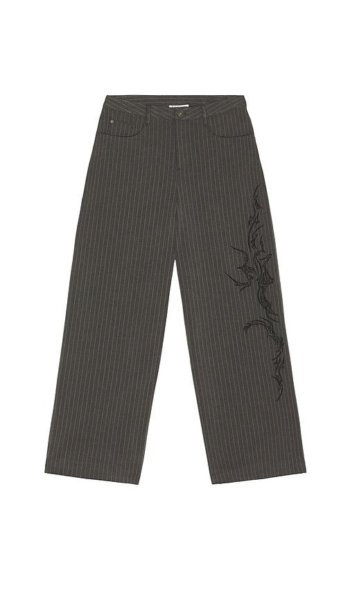 Jaded London Gothic Pinstripe Goliath Trousers in Grey by JADED LONDON