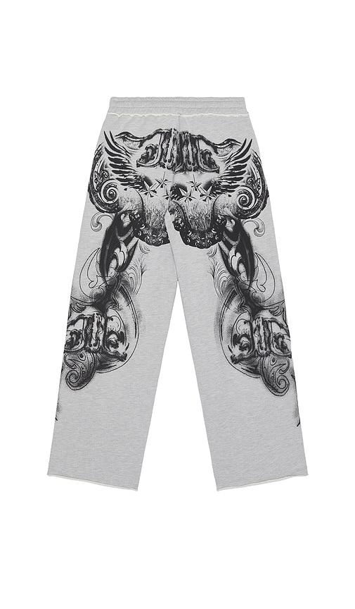 Jaded London Gothic Printed Joggers in Light Grey by JADED LONDON