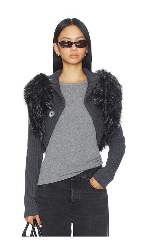 Jaded London Knit Faux Fur Shrug in Grey by JADED LONDON