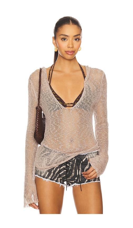 Jaded London Knitted Hooded Top in Grey by JADED LONDON