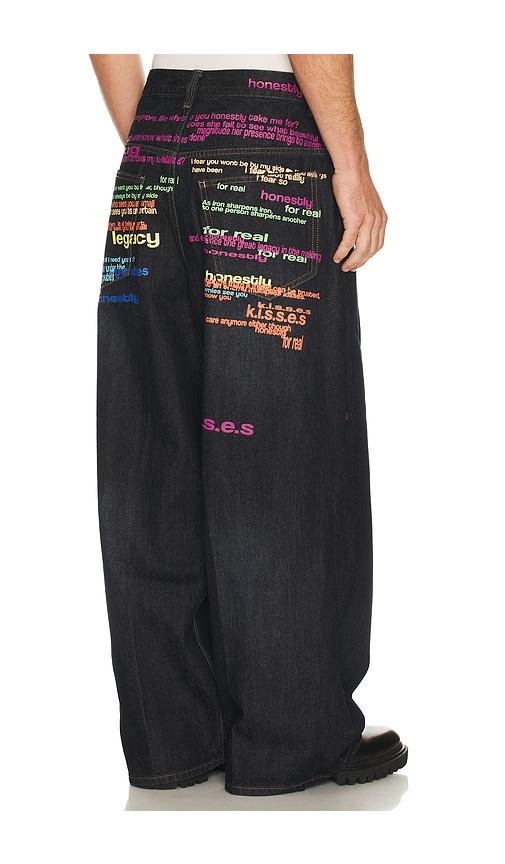 Jaded London Rainbow Script XL Colossus Jeans in Blue by JADED LONDON