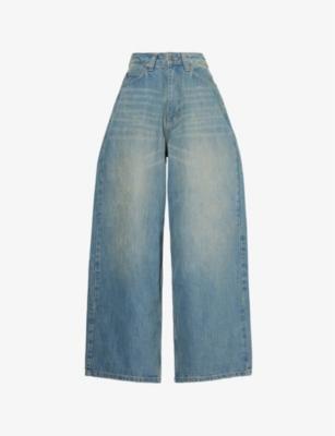 Slub XL Colussus faded-wash wide-leg high-rise denim-blend jeans by JADED LONDON
