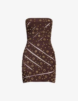Studded Bandage Stretch-Woven Mini Dress by JADED LONDON
