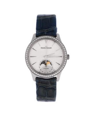 Master Ultra Thin Moonphase Automatic Watch in Stainless Steel and Alligator with Diamond Bezel 39mm by  JAEGER-LECOULTRE